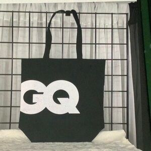 Black Canvas Tote Bag with Design